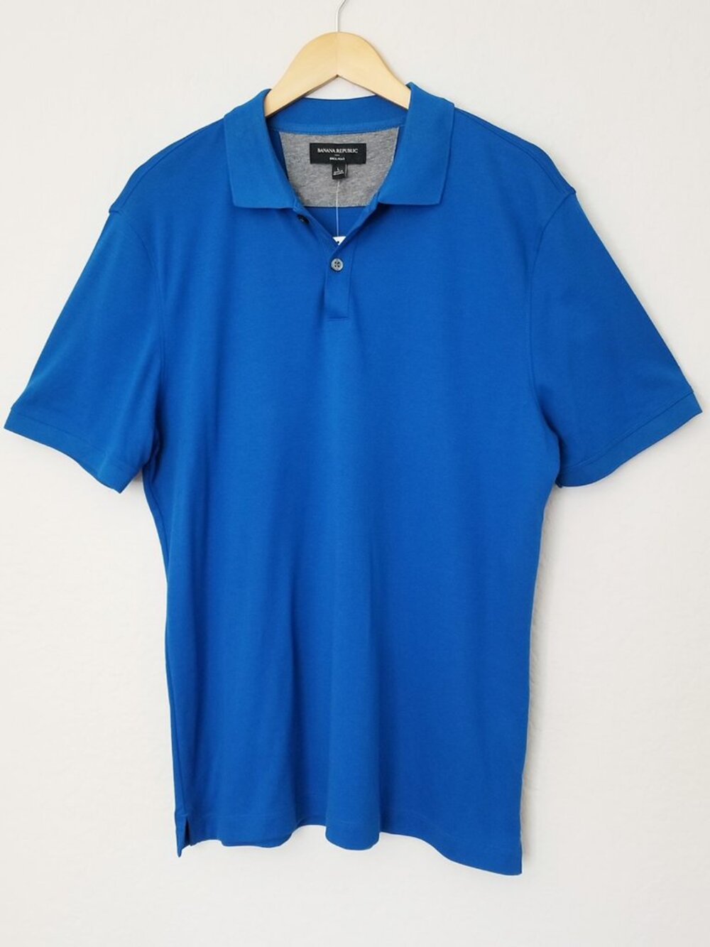 NEW Banana Republic Factory Men's Dress Polo Short Sleeves Top 100% Cotton Blue